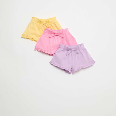 3-Pack of Solid Color Ruffled Shorts PURPLE