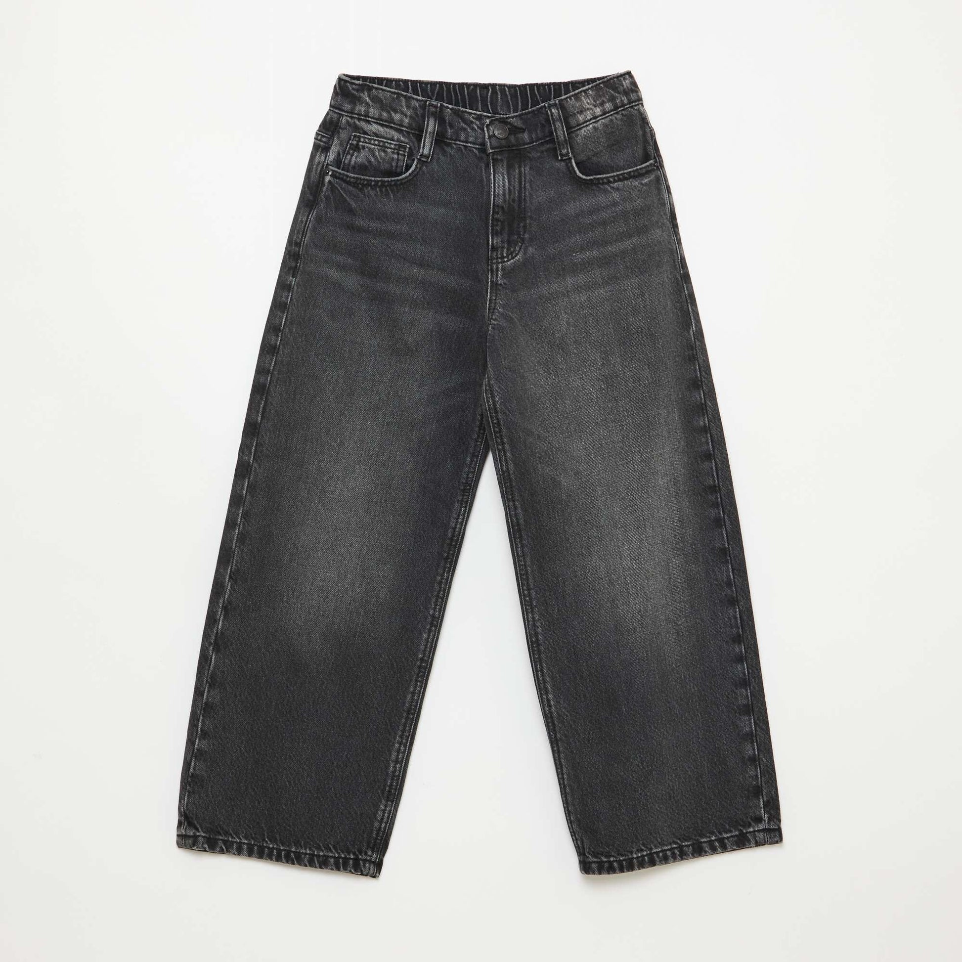 Solid Baggy 5-Pocket Jeans BLACK