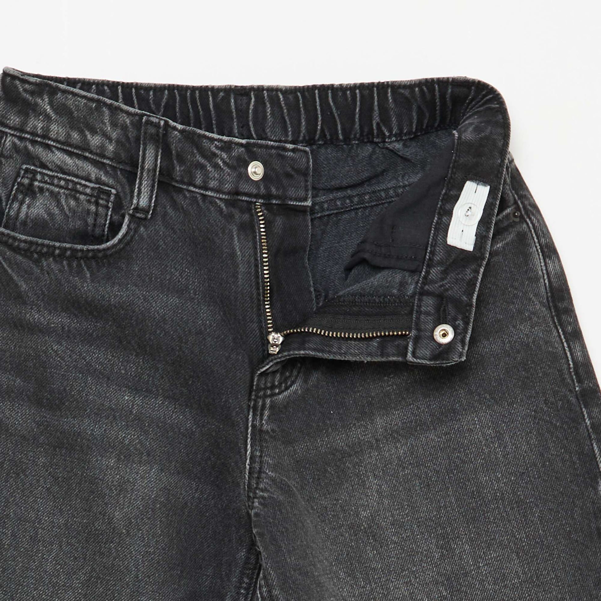Solid Baggy 5-Pocket Jeans BLACK