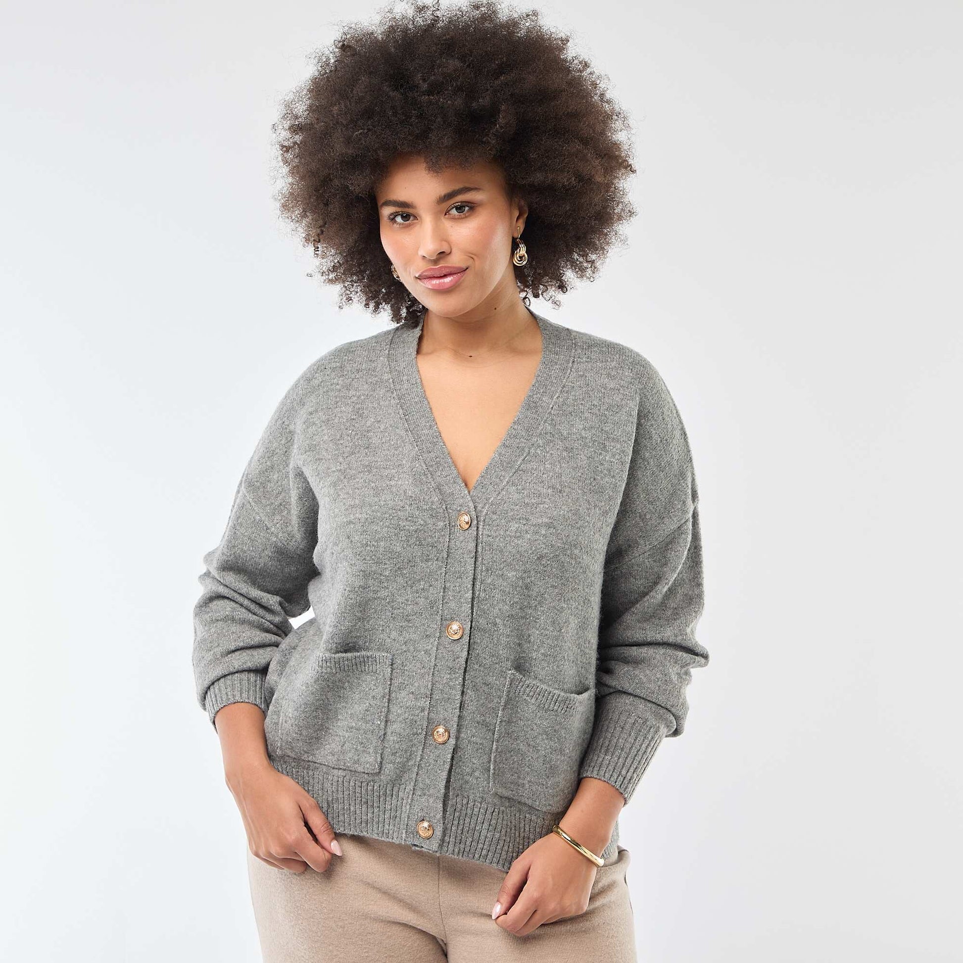 Chunky Knit Cardigan GREY
