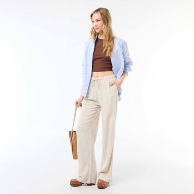 Linen trousers with 2 pockets BEIGE