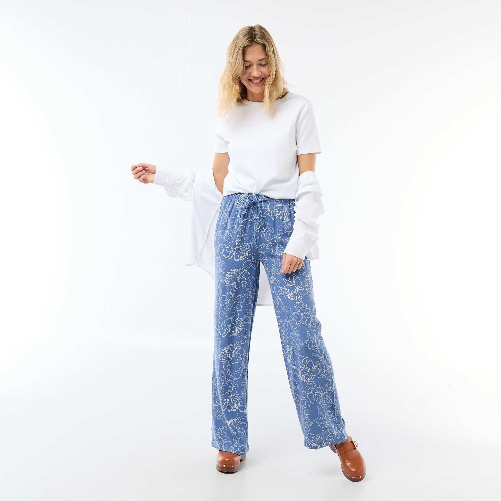 Linen trousers with 2 pockets BLUE