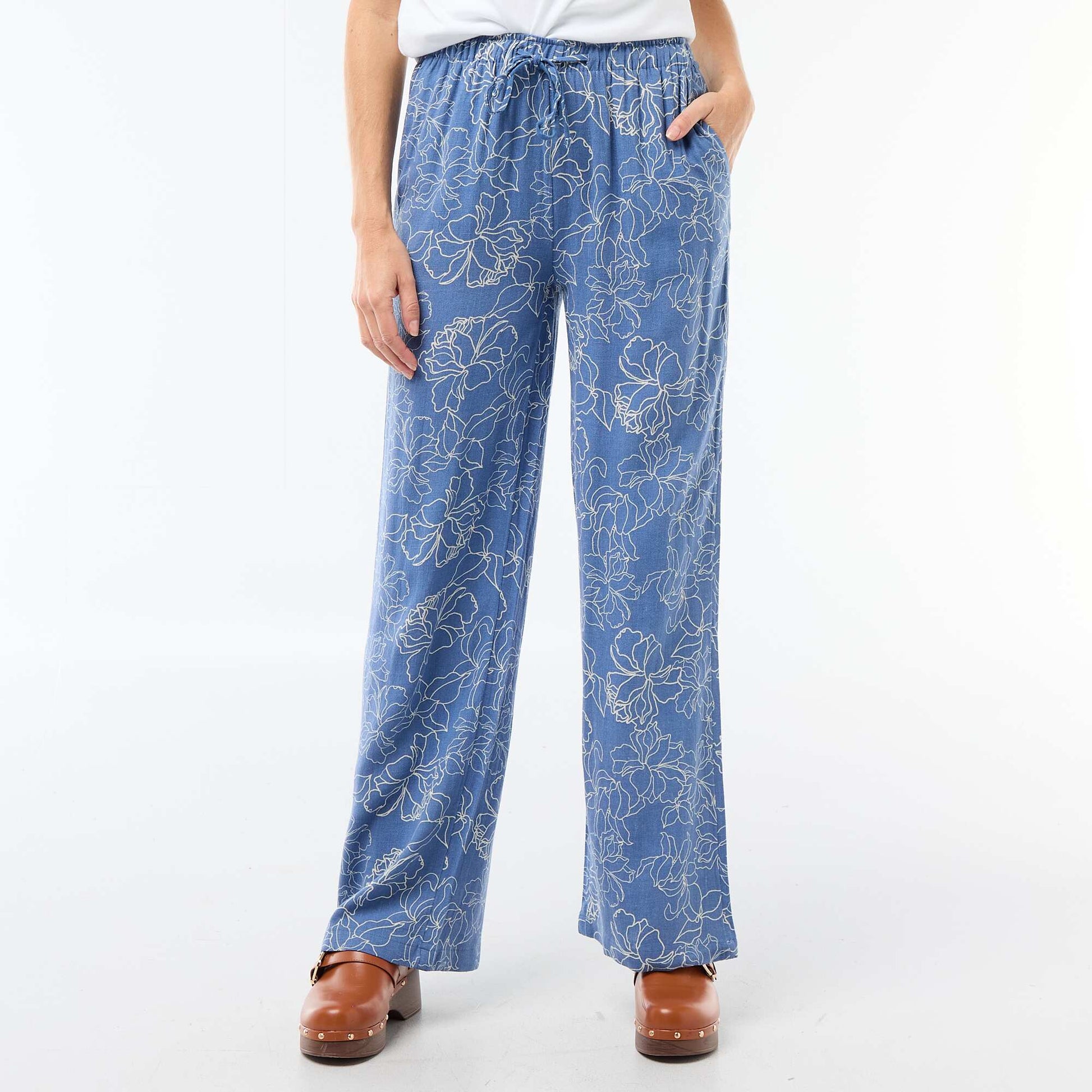 Linen trousers with 2 pockets BLUE