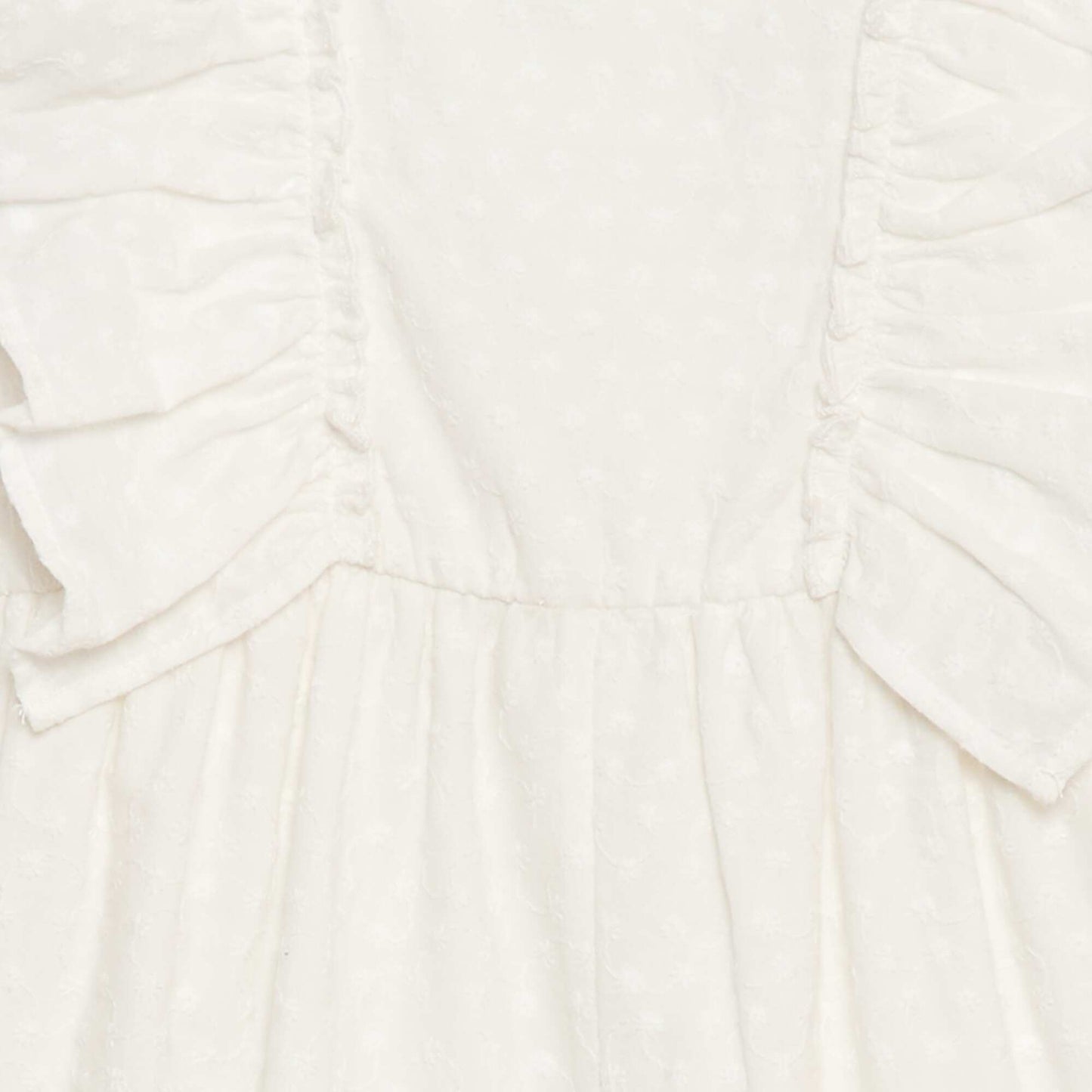 Sleeveless English Embroidery Romper with Ruffles BEIGE
