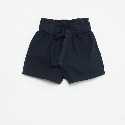 Poplin Shorts with Tie Belt BLUE