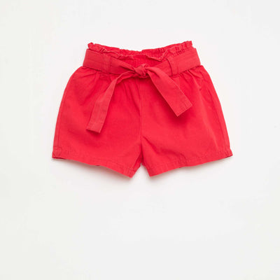Poplin Shorts with Tie Belt RED