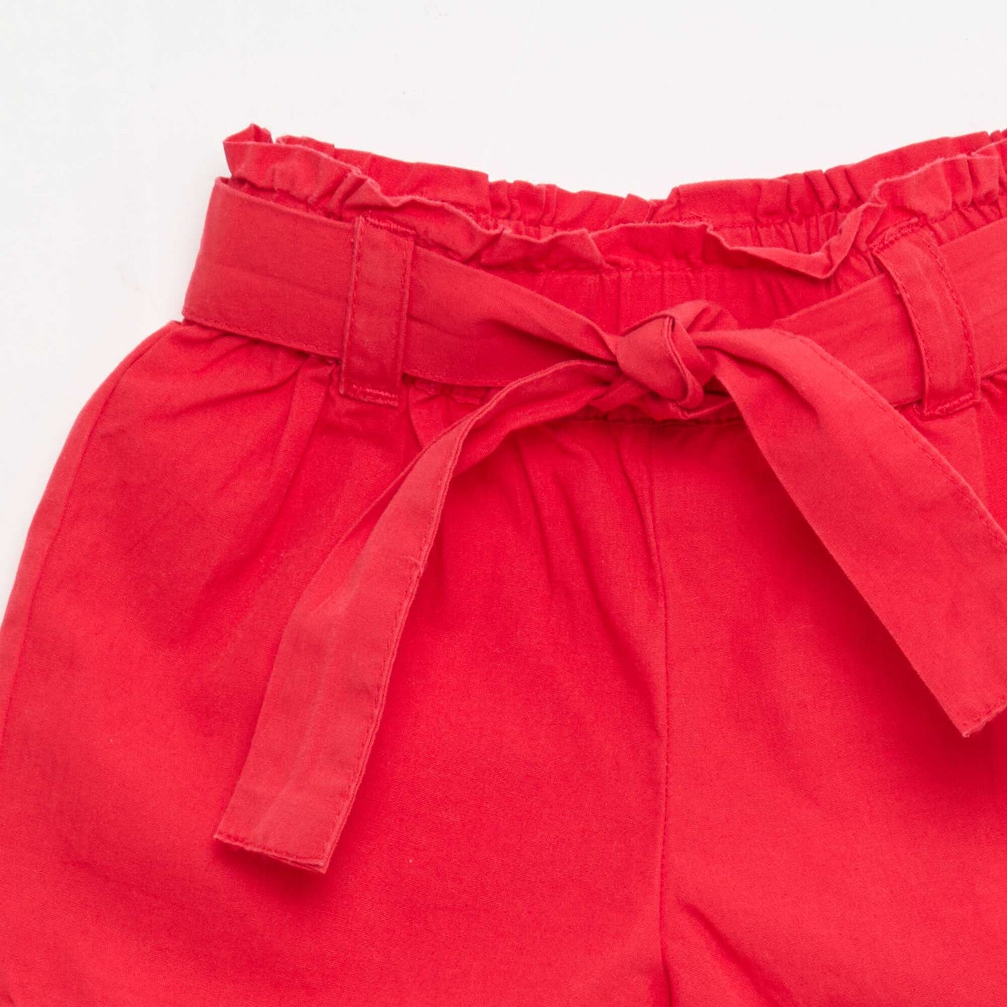 Poplin Shorts with Tie Belt RED