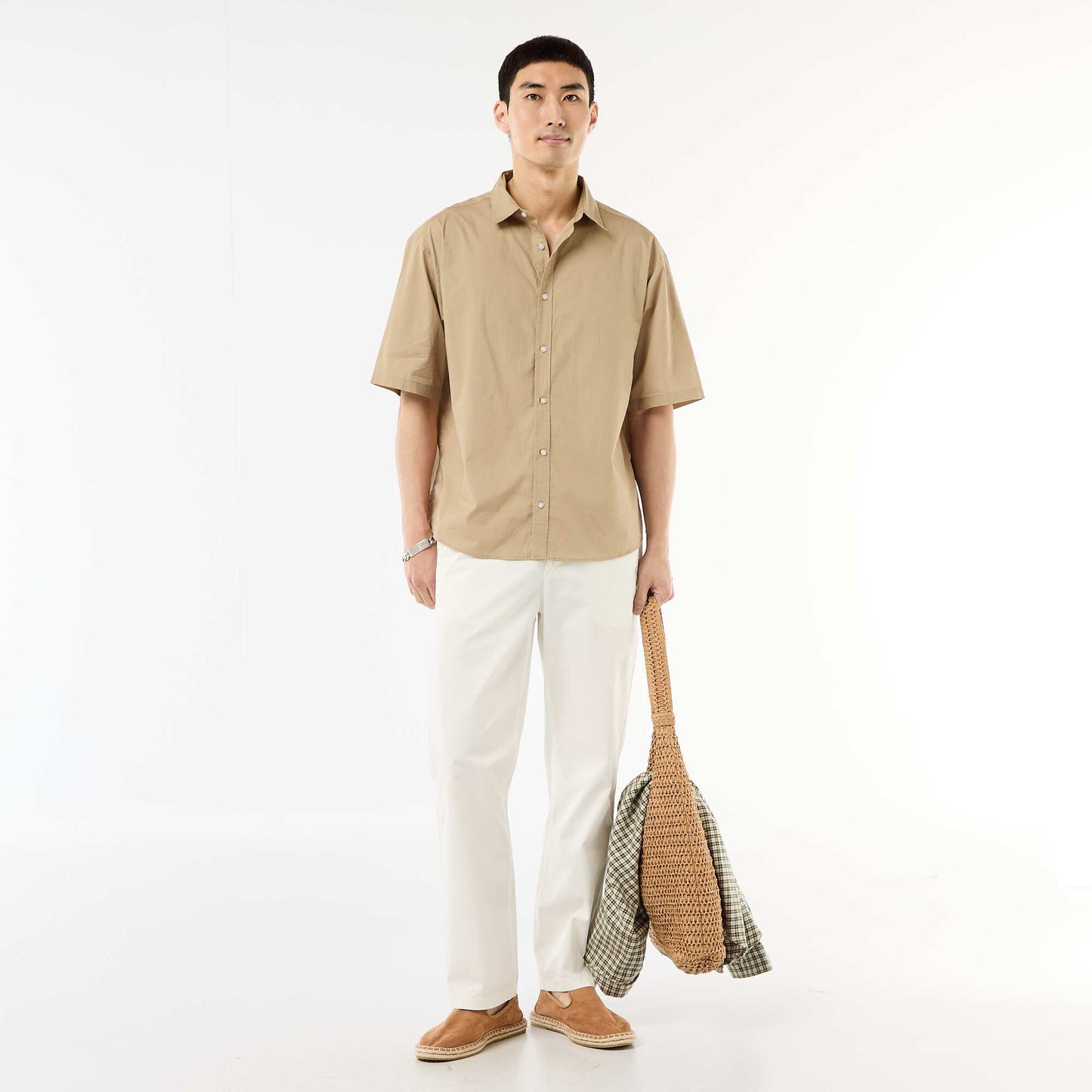 Poplin Short-Sleeved Shirt BEIGE