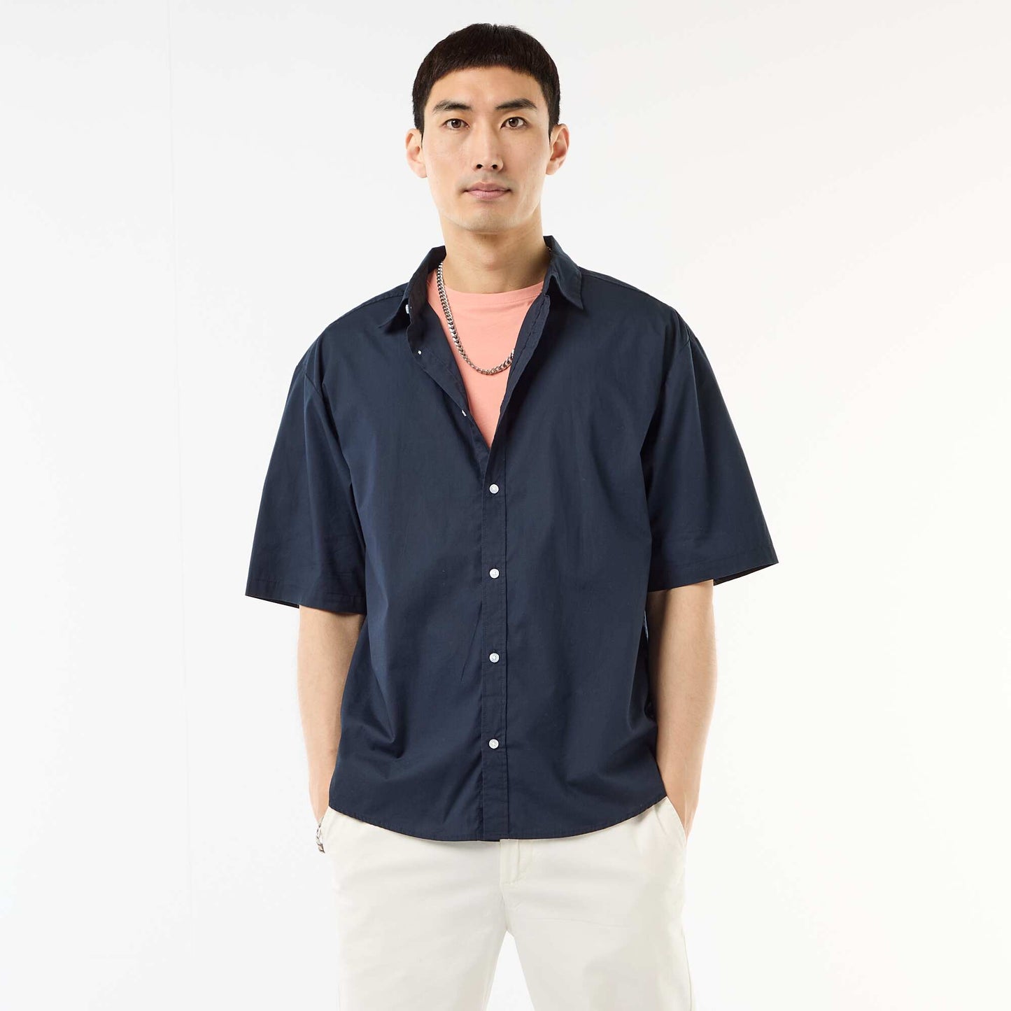 Poplin Short-Sleeved Shirt BLUE