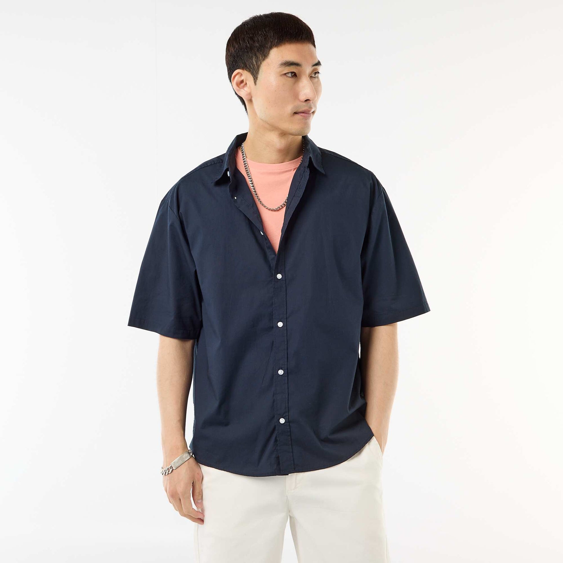 Poplin Short-Sleeved Shirt BLUE