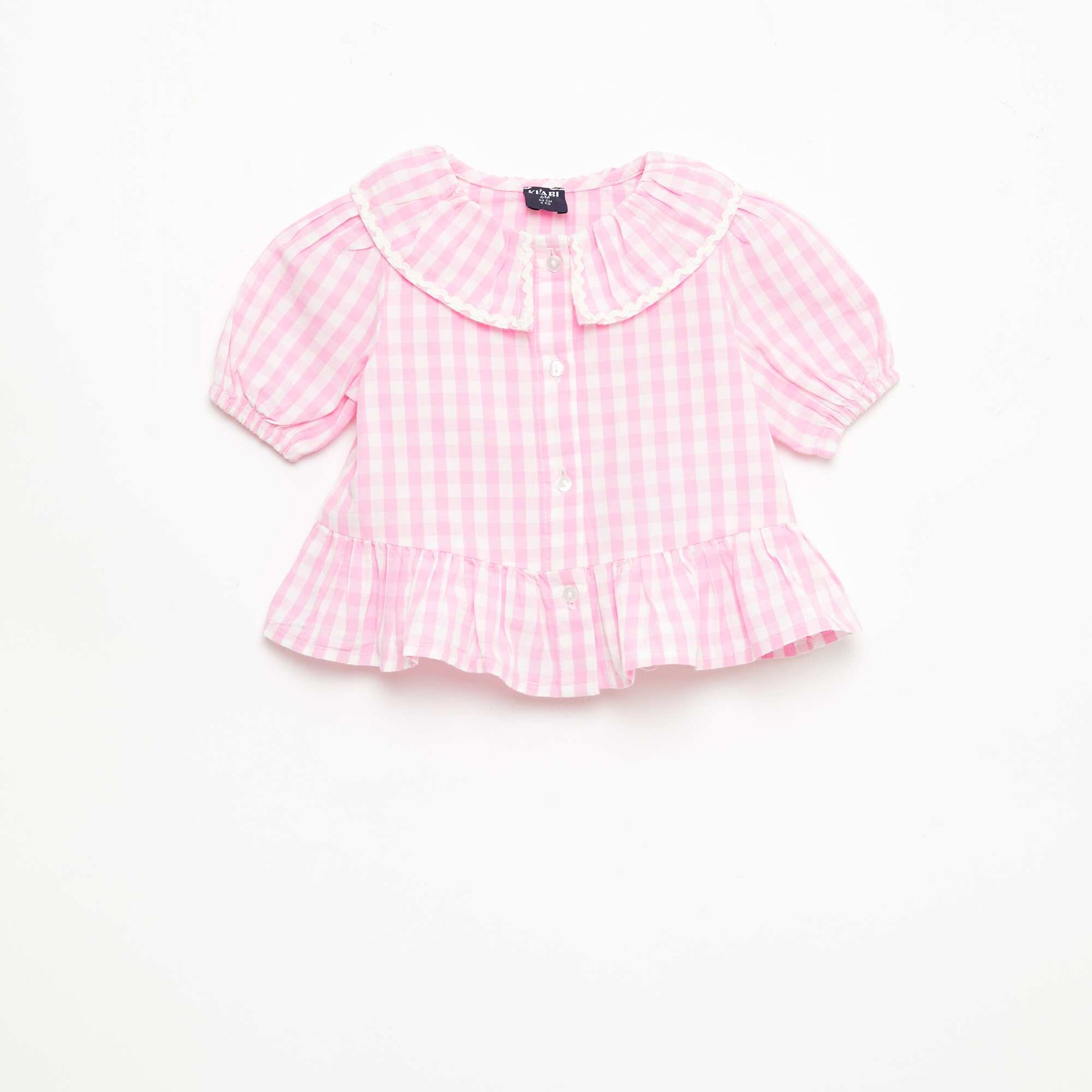 Peter Pan Collar Blouse with Ruffles PINK