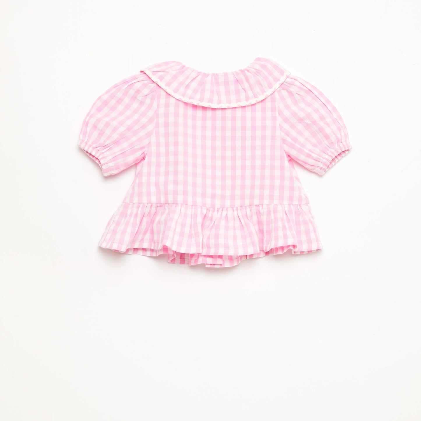 Peter Pan Collar Blouse with Ruffles PINK