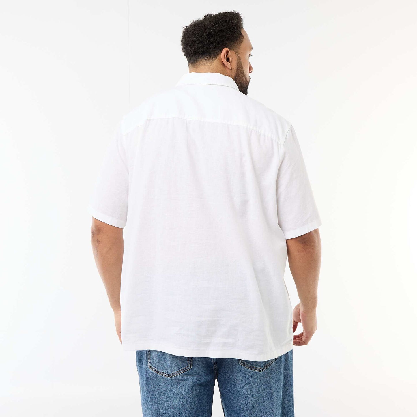 Short-Sleeved Linen-Blend Shirt WHITE