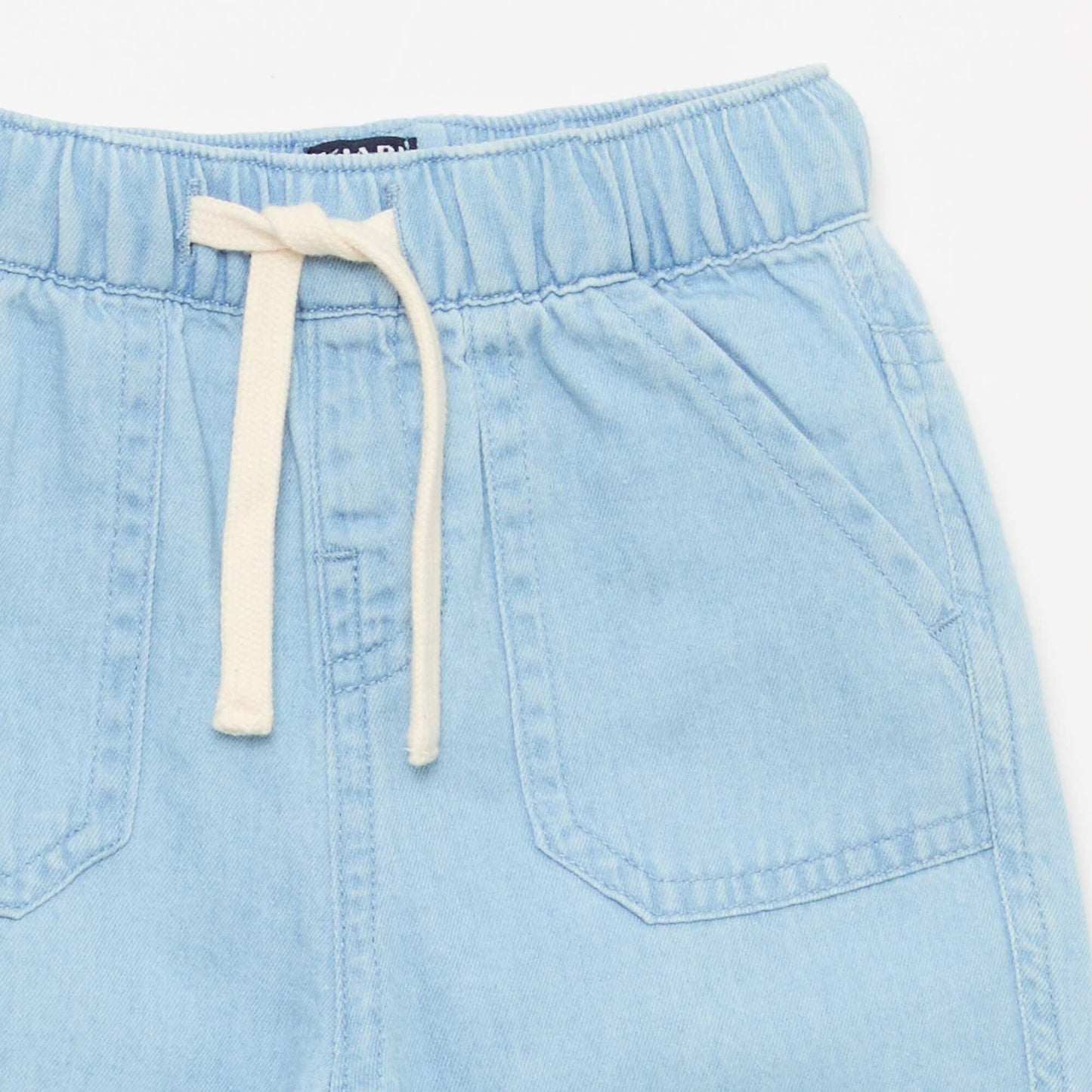 Relaxed Fit Plain Trousers with 2 Patch Pockets BLUE