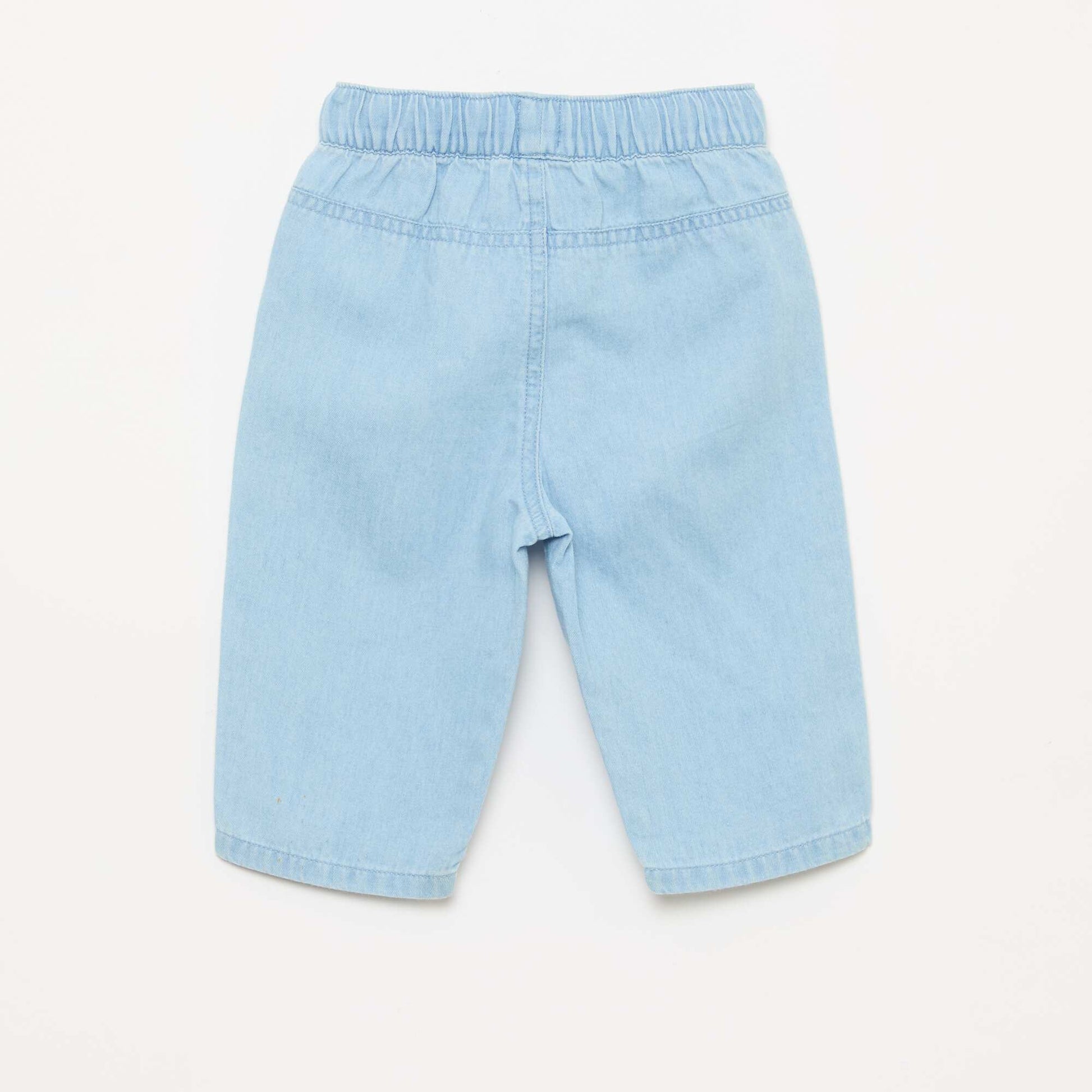 Relaxed Fit Plain Trousers with 2 Patch Pockets BLUE