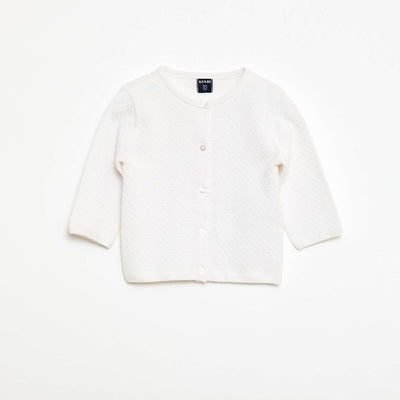 Plain Knit Cardigan WHITE