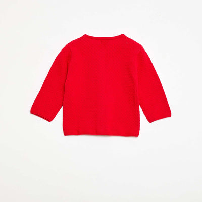Plain Knit Cardigan RED