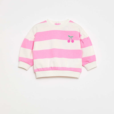 Lightweight French Terry Crew Neck Sweatshirt with Print PINK