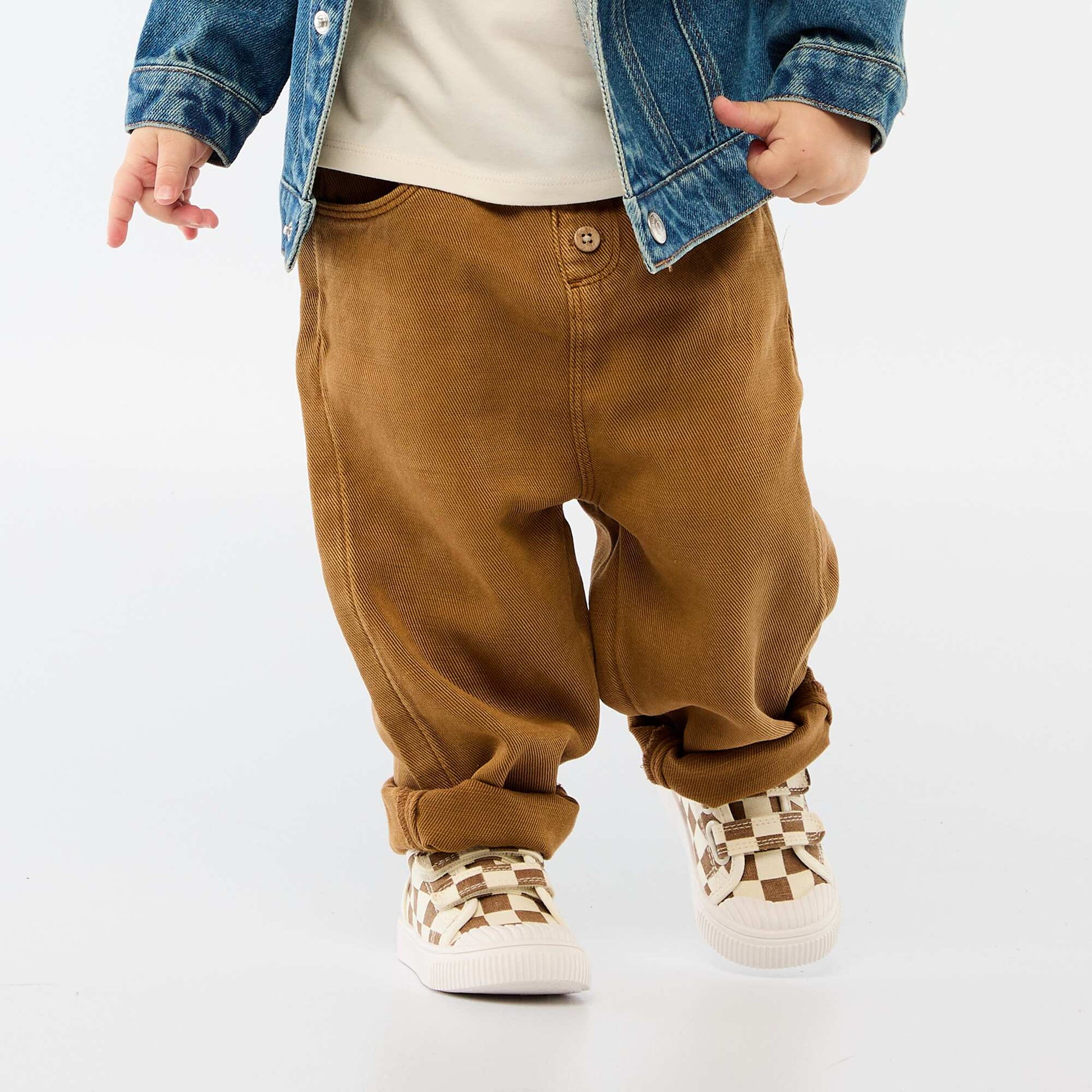Relaxed Fit Soft Fabric Plain Trousers BROWN
