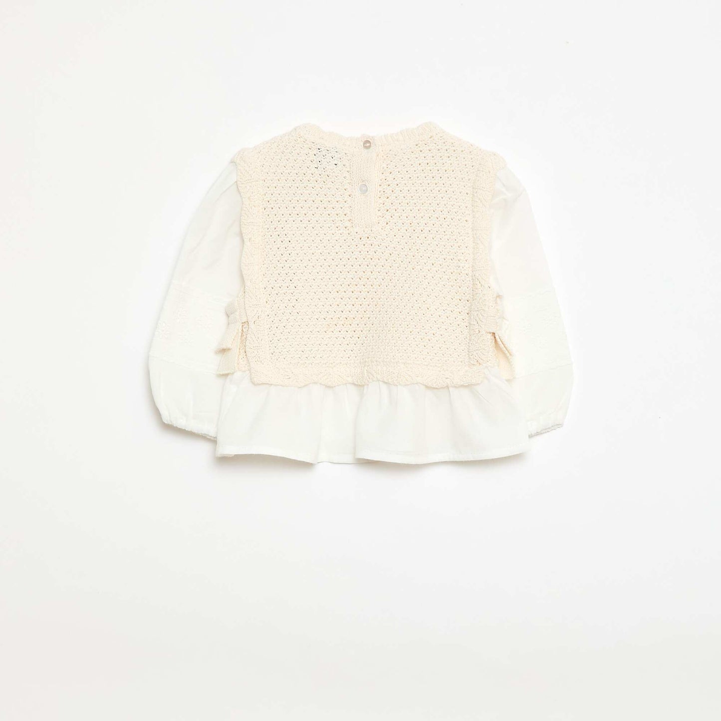 2-in-1 Knit Sweater + Cotton Double Gauze BEIGE