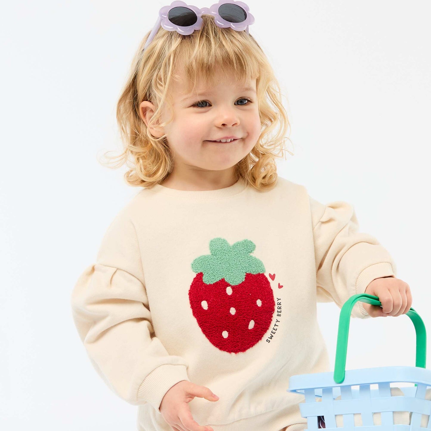 Long-sleeved Sweatshirt with Bouclé Knit Patch WHITE