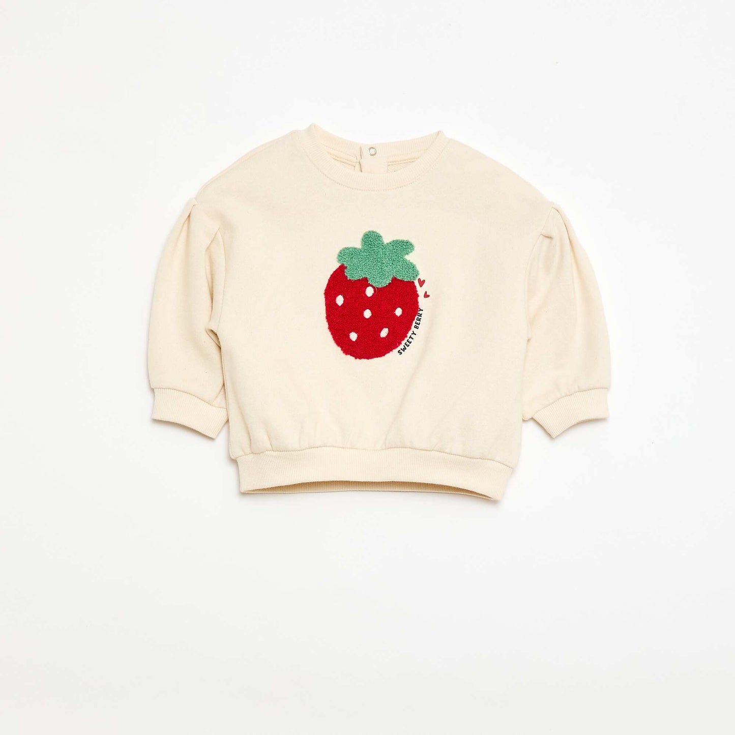 Long-sleeved Sweatshirt with Bouclé Knit Patch WHITE