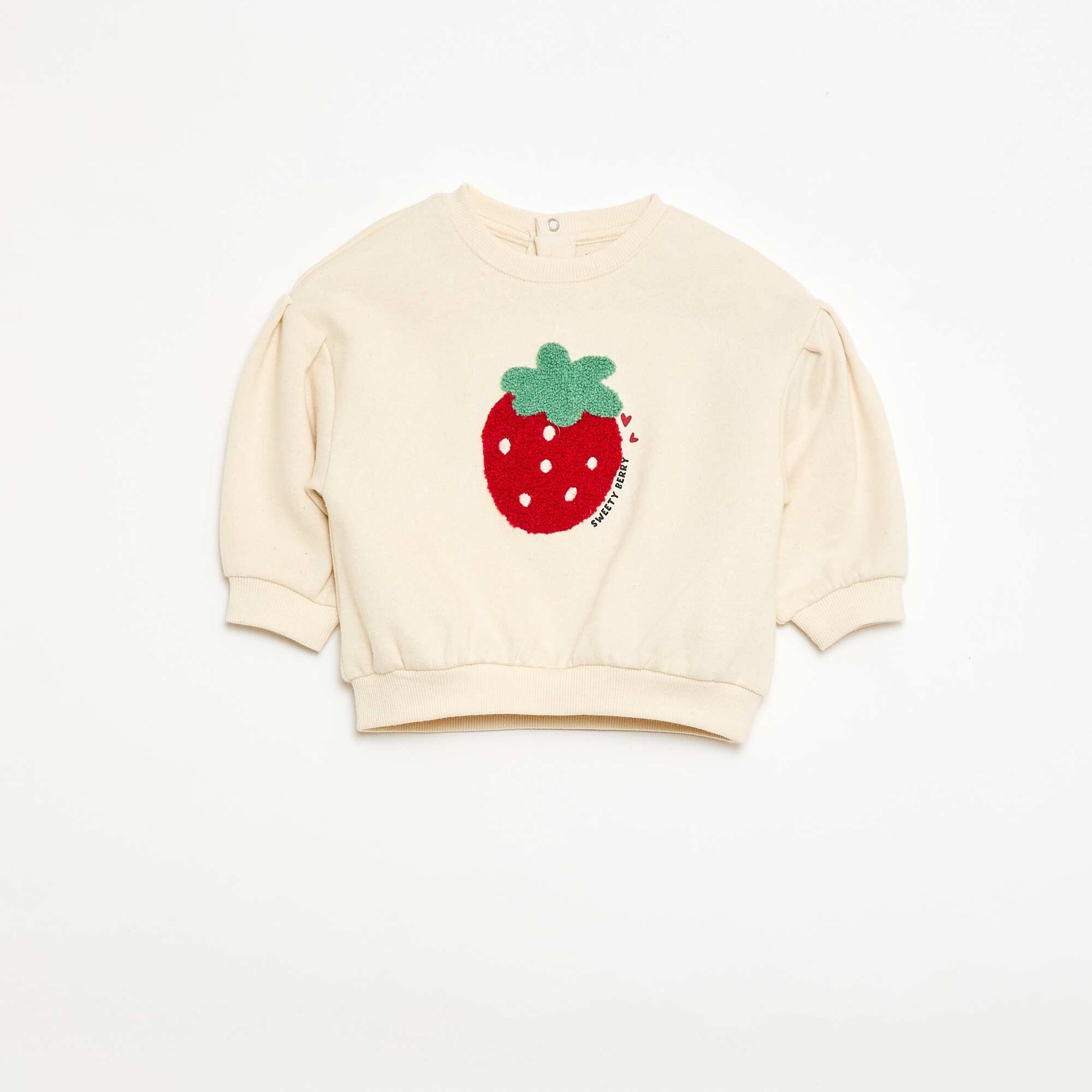 Long-sleeved Sweatshirt with Bouclé Knit Patch WHITE