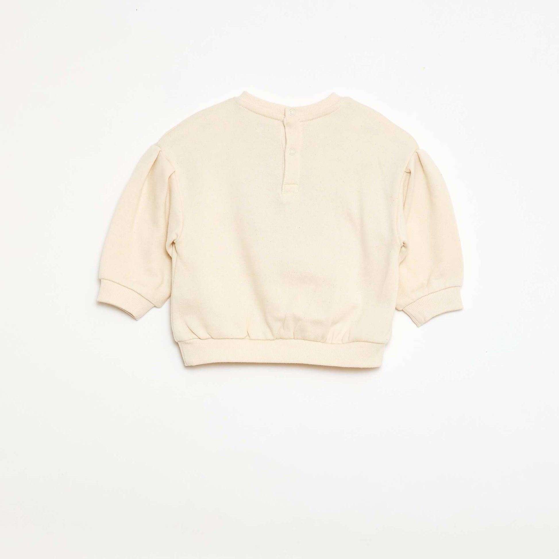 Long-sleeved Sweatshirt with Bouclé Knit Patch WHITE