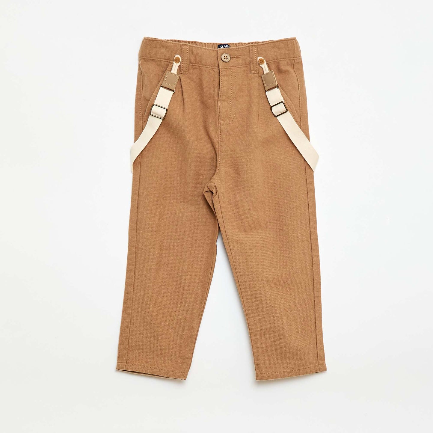 Linen Blend Chino Trousers with Suspenders BEIGE