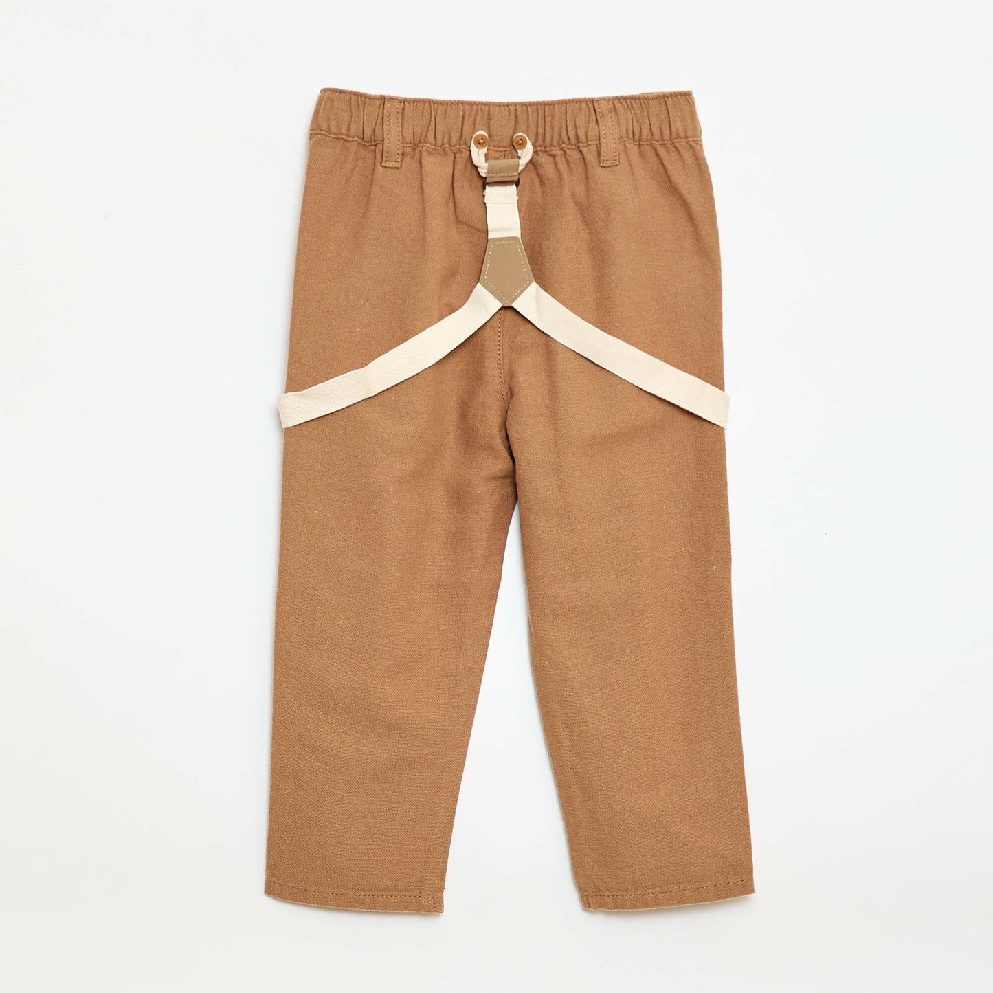 Linen Blend Chino Trousers with Suspenders BEIGE