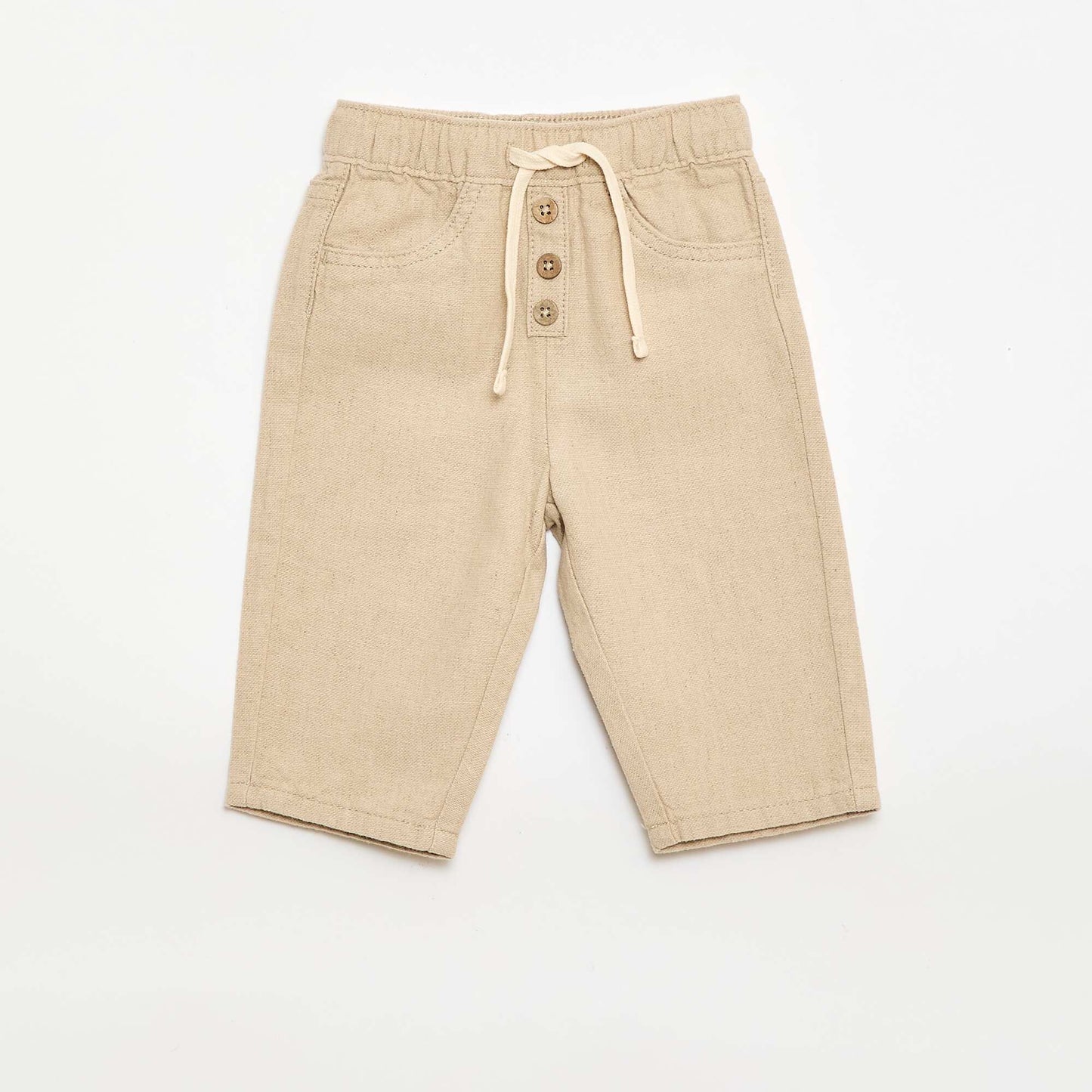 White Trousers with Thin Stripes BEIGE