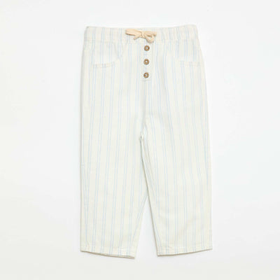White Trousers with Thin Stripes WHITE