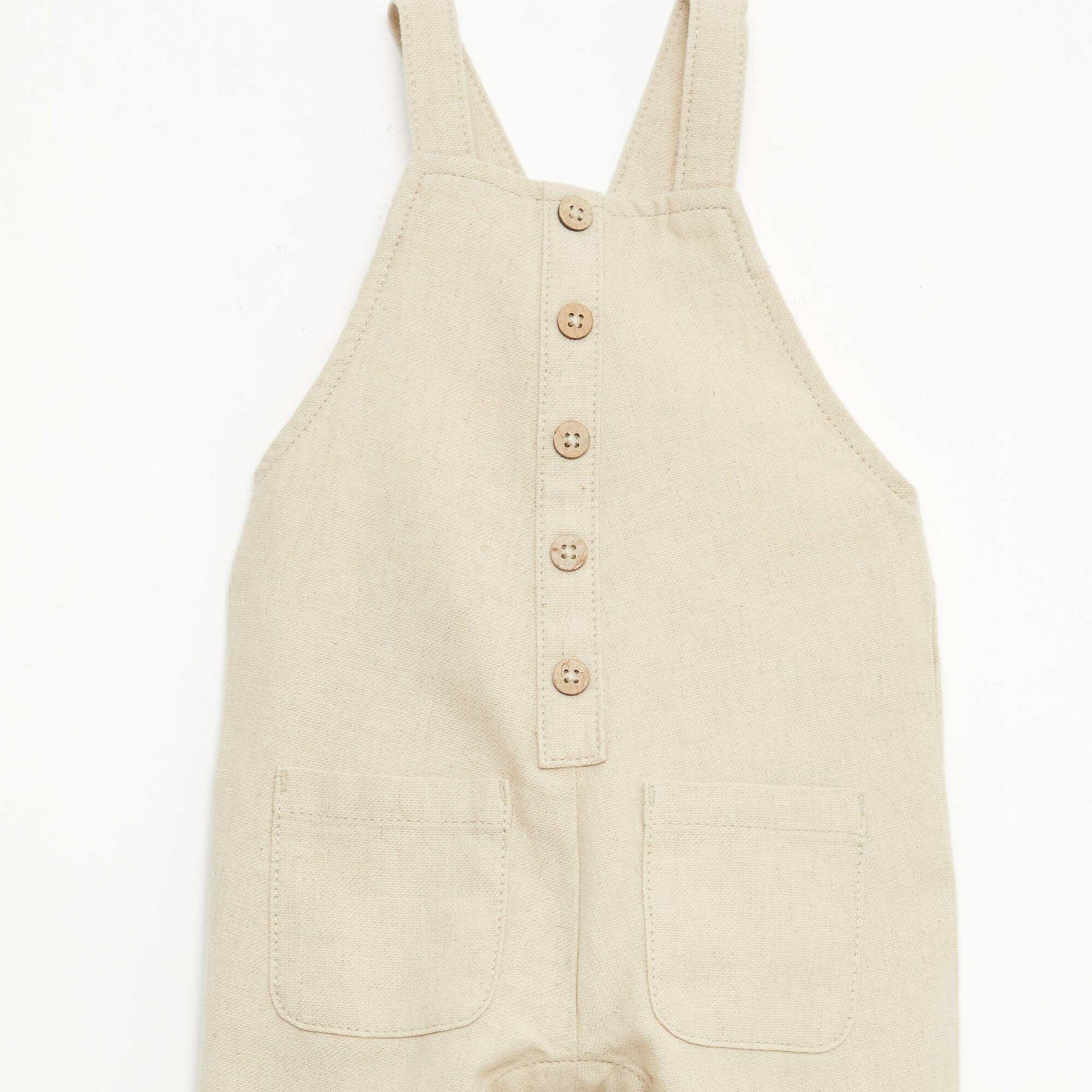 Long blended linen overalls BEIGE
