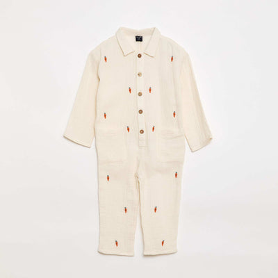 All-Over Print Cotton Romper WHITE