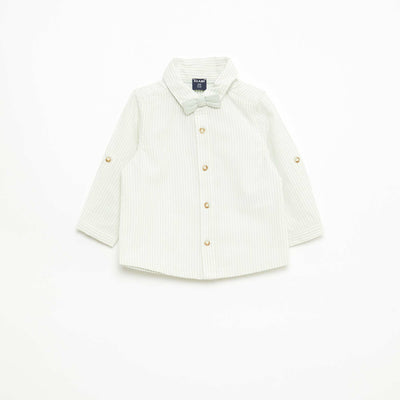 Cotton Shirt with Detachable Bow Tie WHITE