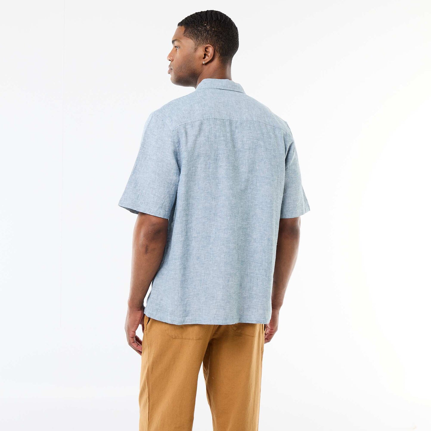 Short-Sleeved Linen-Blend Shirt GREEN