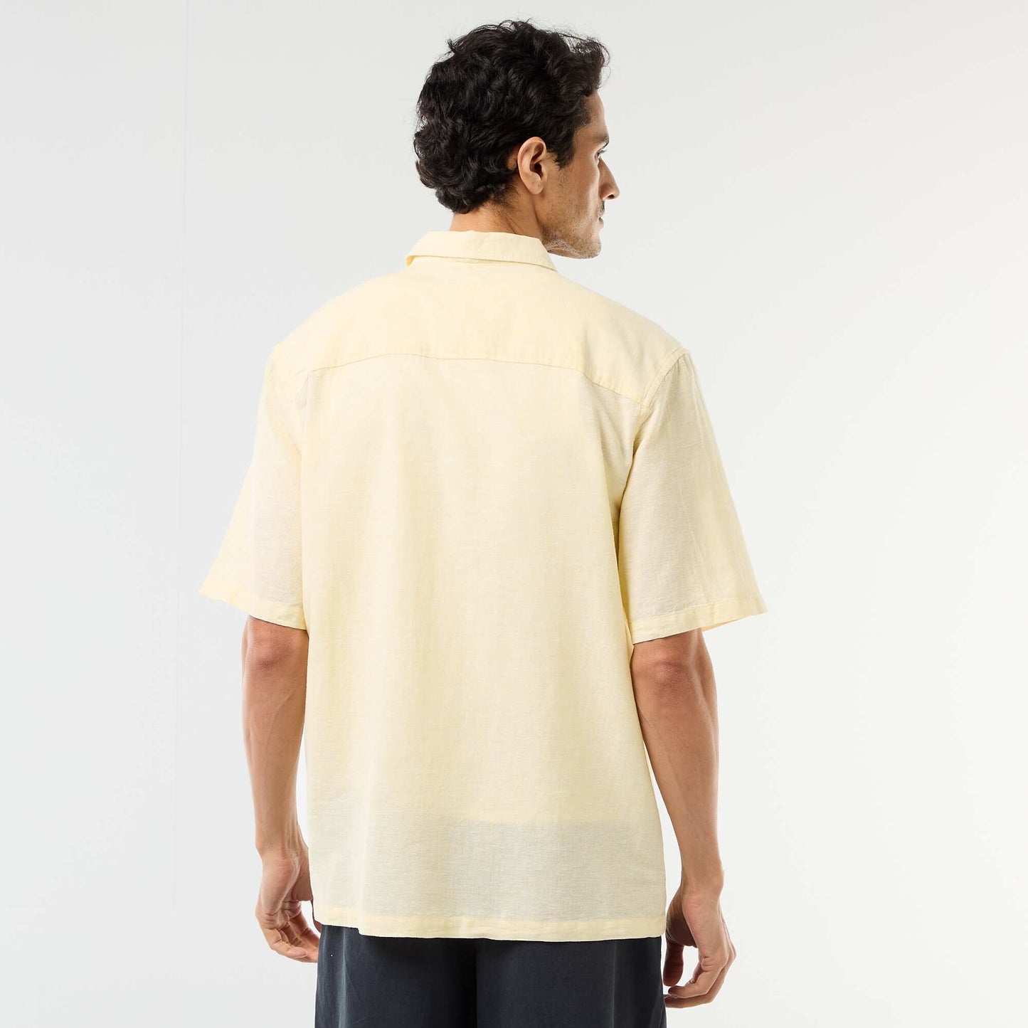 Short-Sleeved Linen-Blend Shirt YELLOW