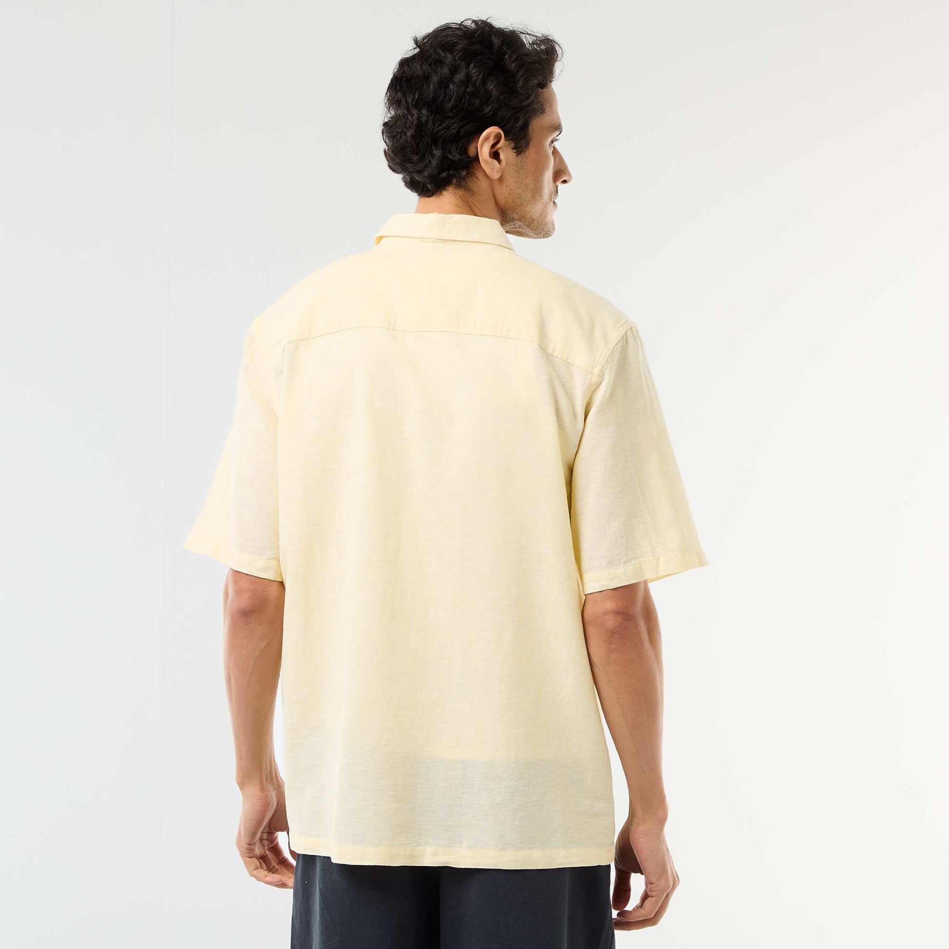 Short-Sleeved Linen-Blend Shirt YELLOW
