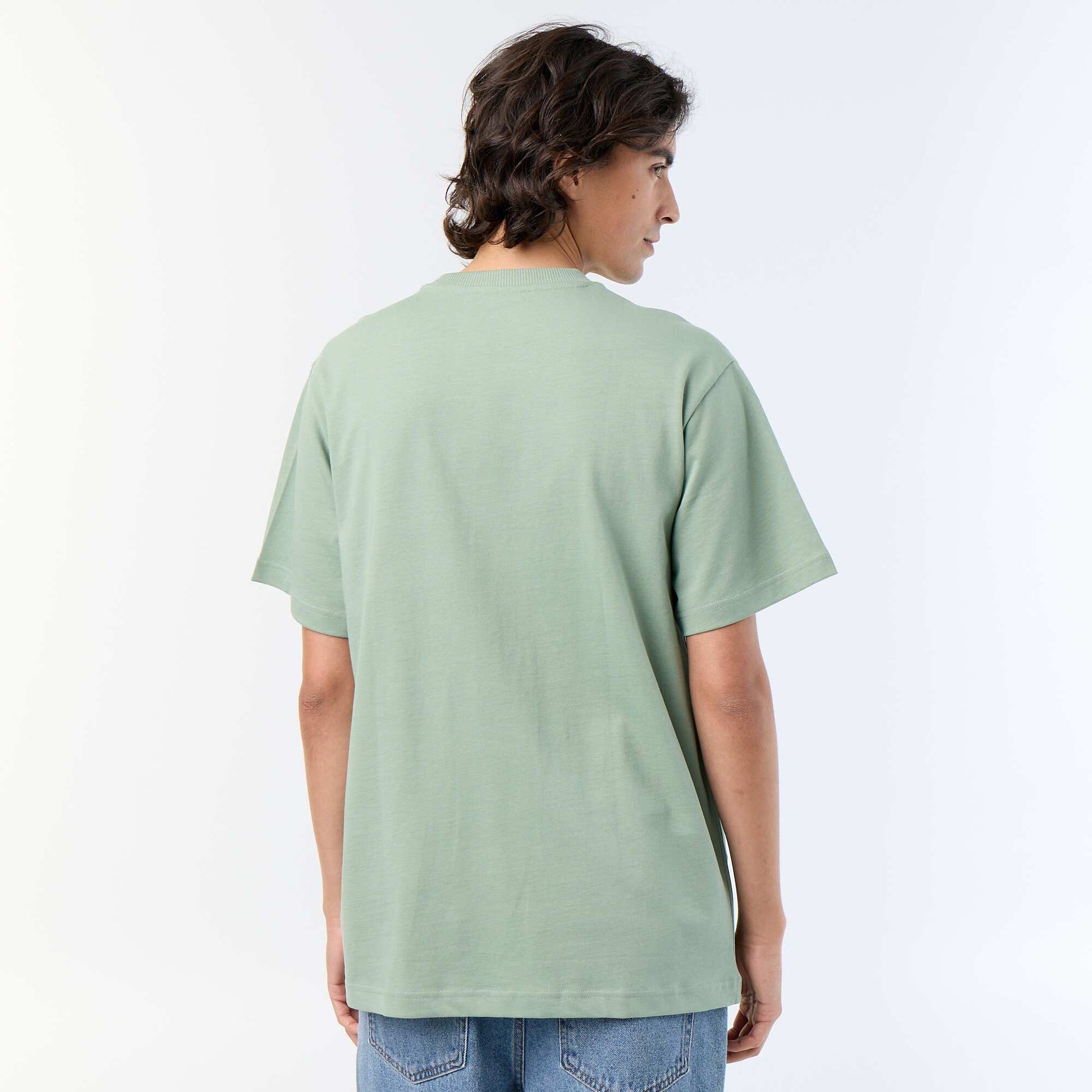 Plain Short-Sleeved Relaxed Fit / Oversized T-Shirt GREEN