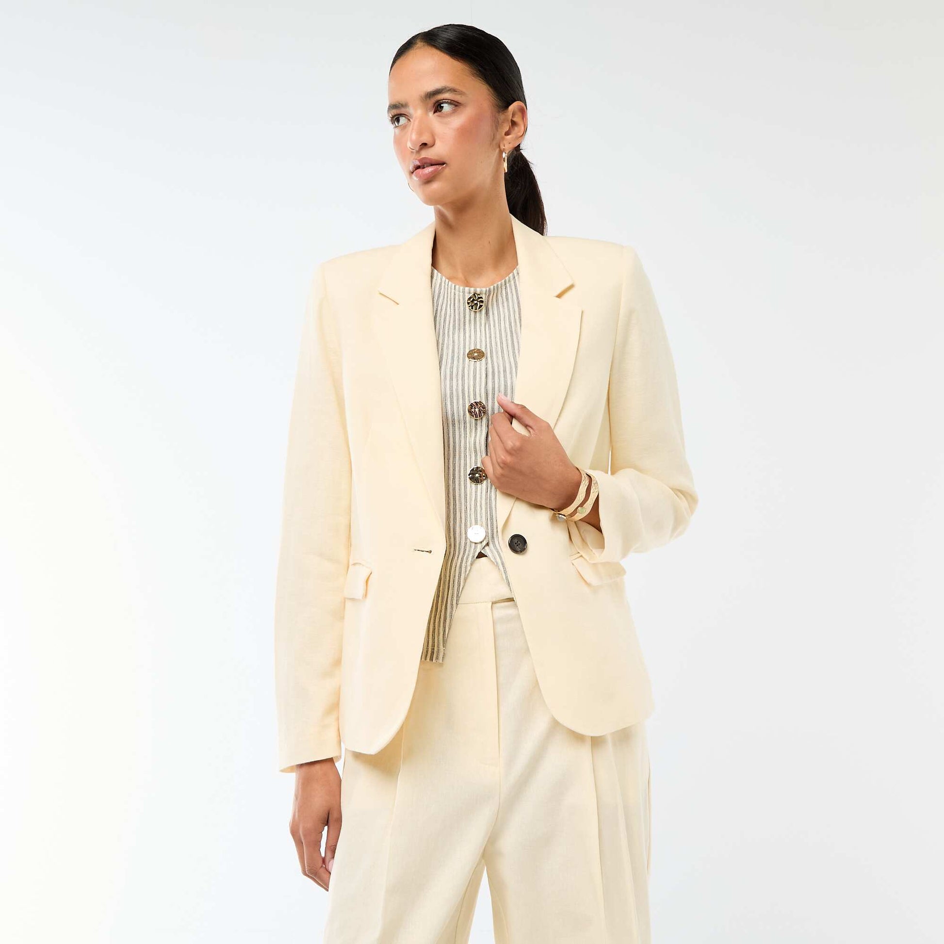 Mid-Length Blazer Jacket BEIGE