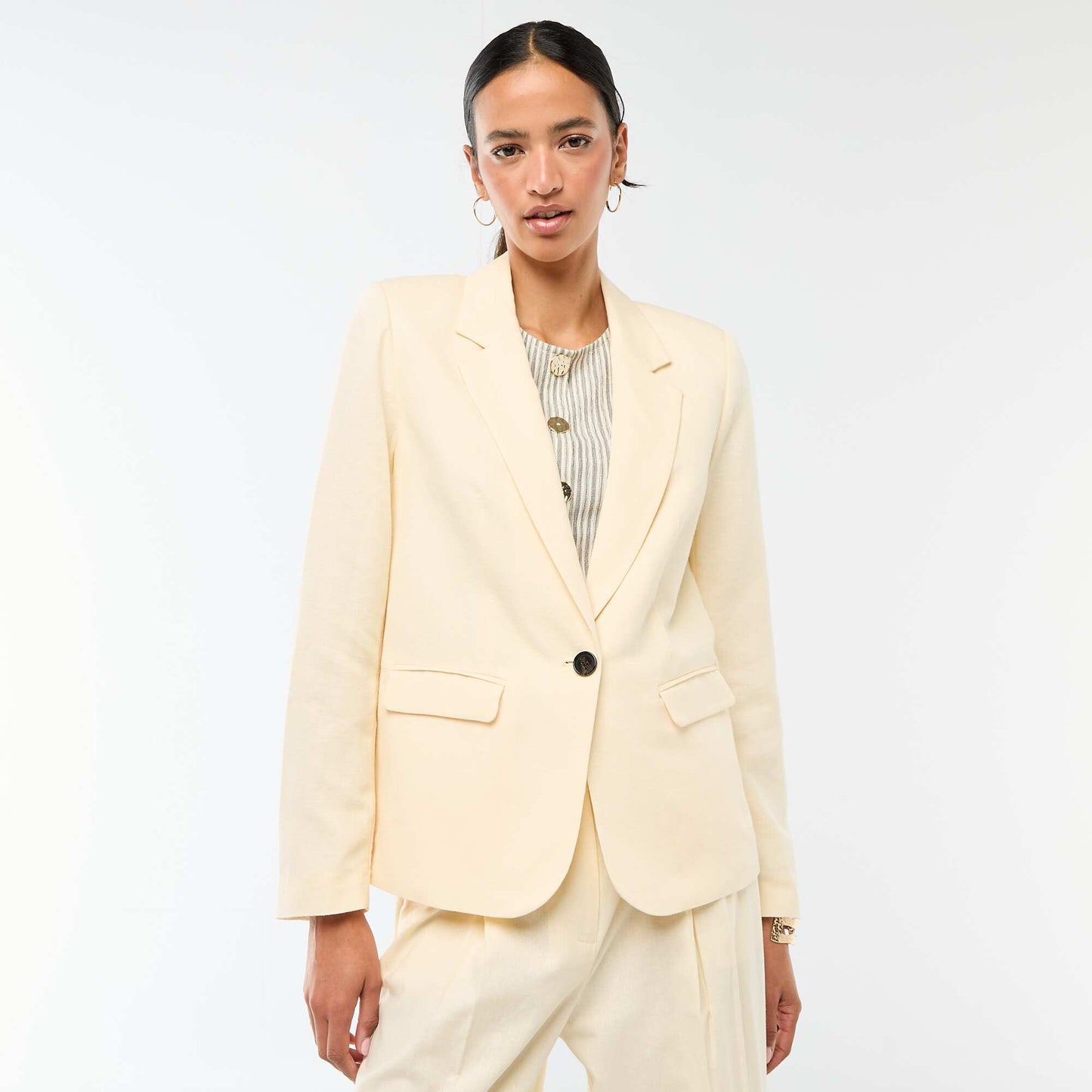 Mid-Length Blazer Jacket BEIGE