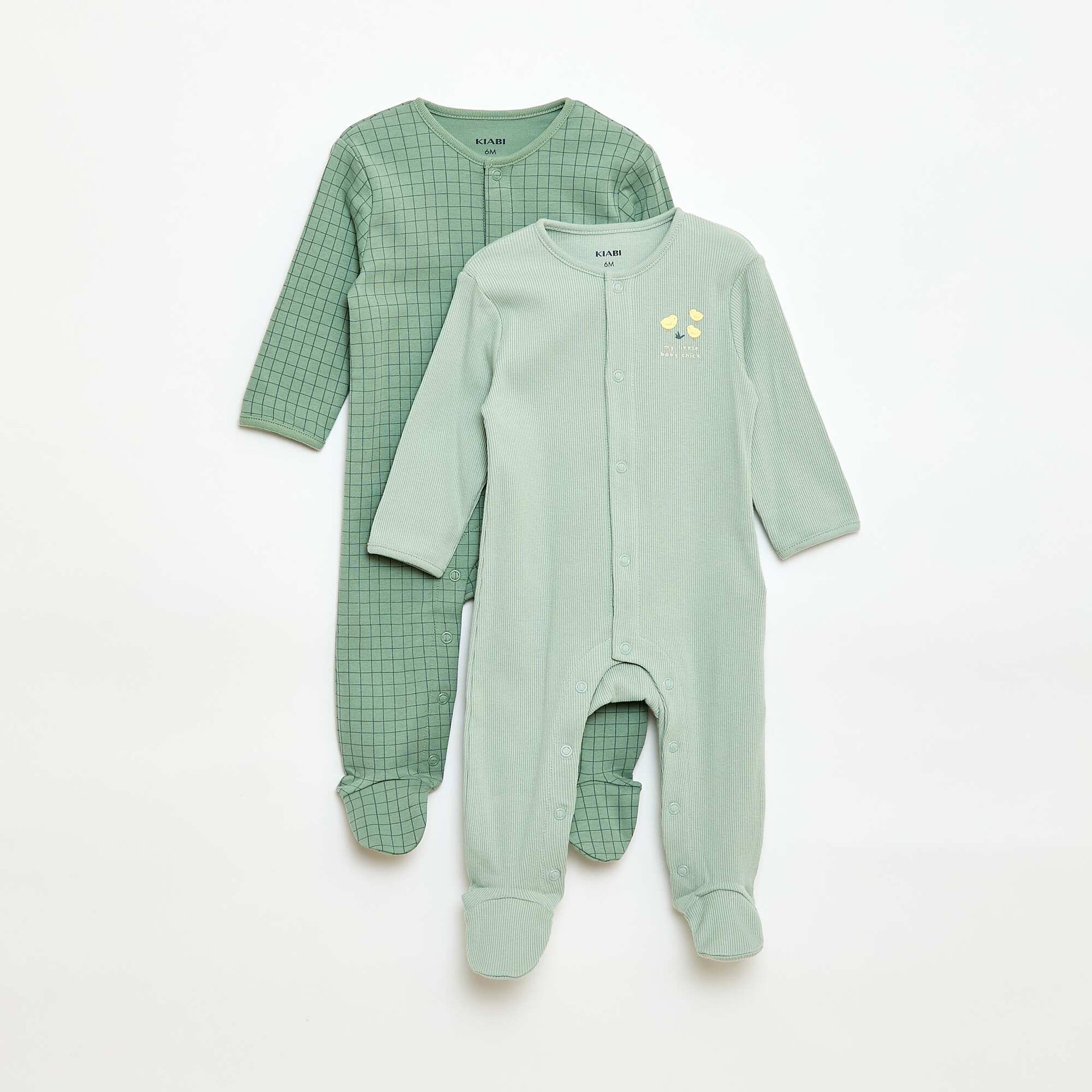 Pyjama Sleepsuit Set with Feet GREEN