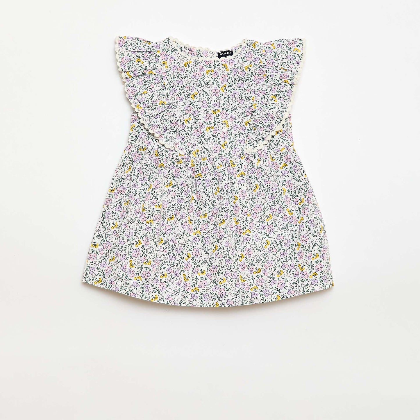 Short-Sleeve Ruffle Dress WHITE