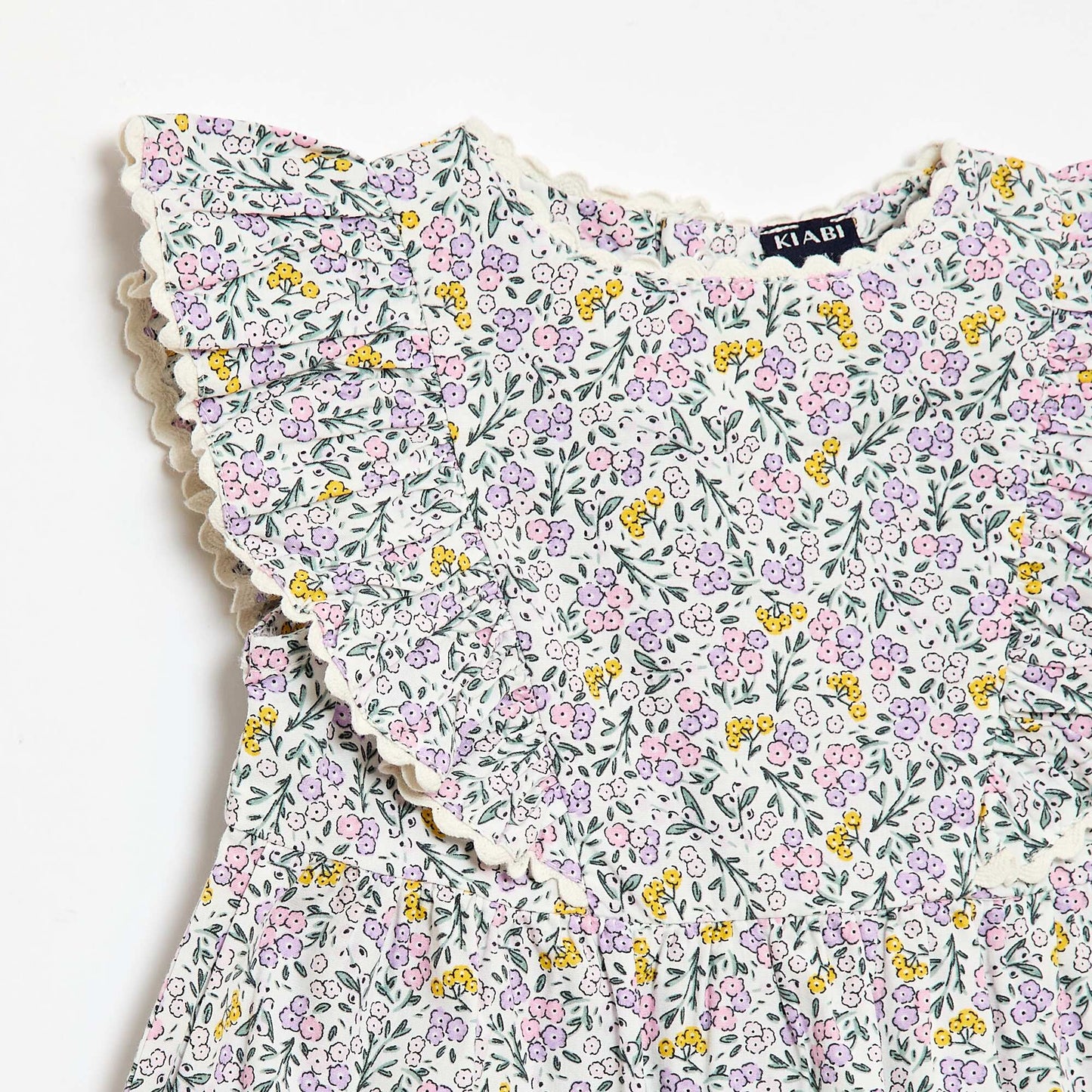 Short-Sleeve Ruffle Dress WHITE