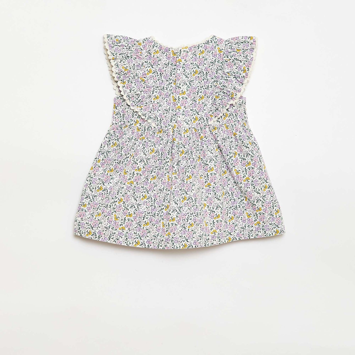 Short-Sleeve Ruffle Dress WHITE