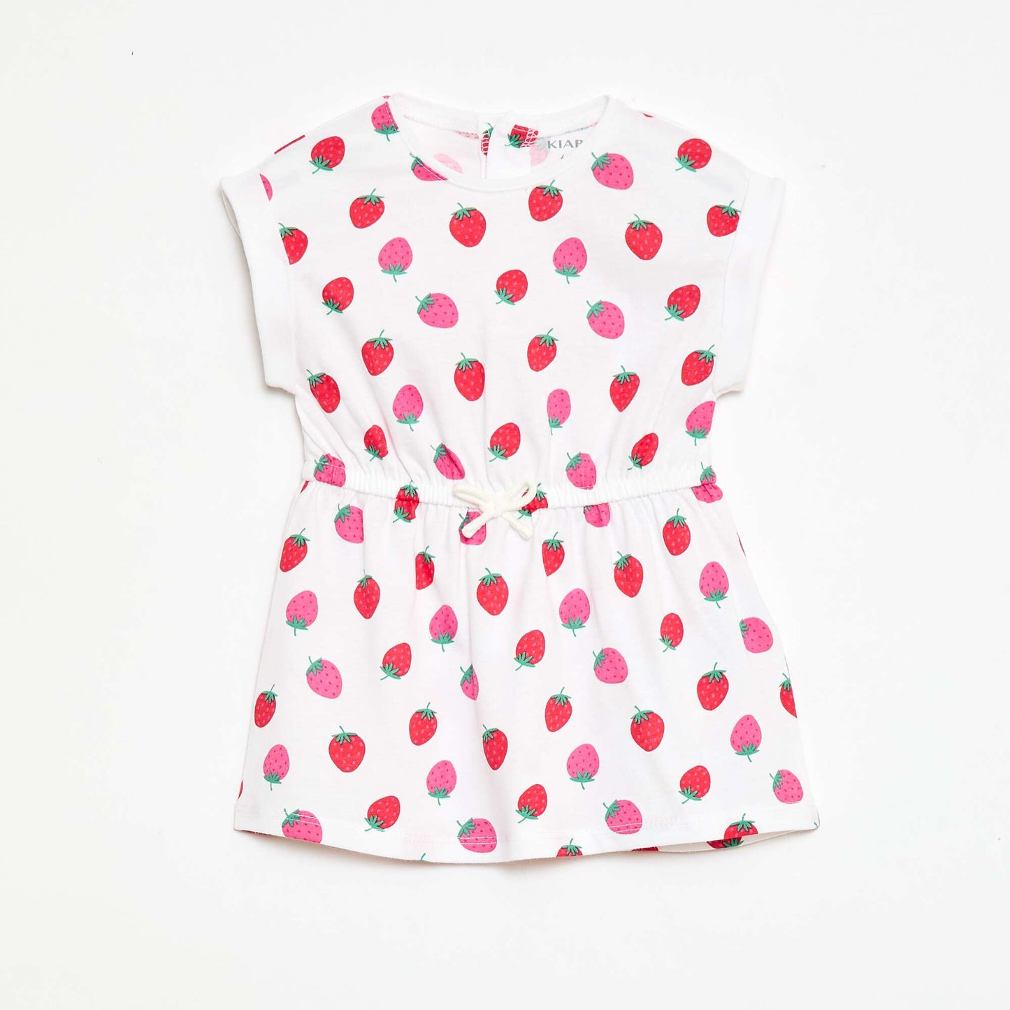 Short-Sleeved Cotton Jersey Dress WHITE