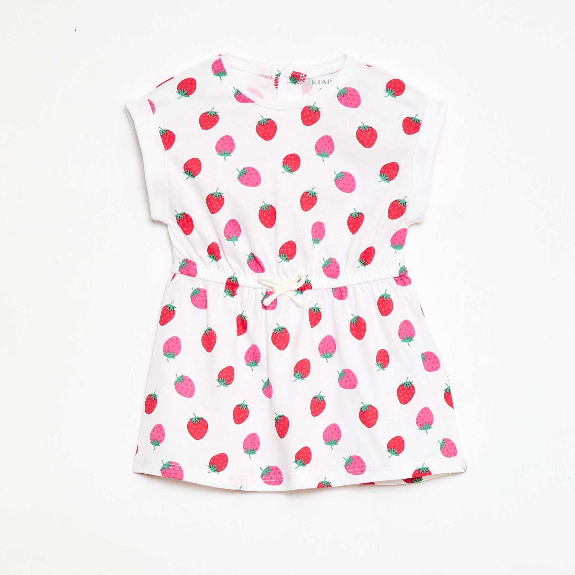 Short-Sleeved Cotton Jersey Dress WHITE