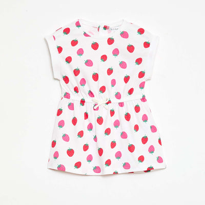 Short-Sleeved Cotton Jersey Dress WHITE