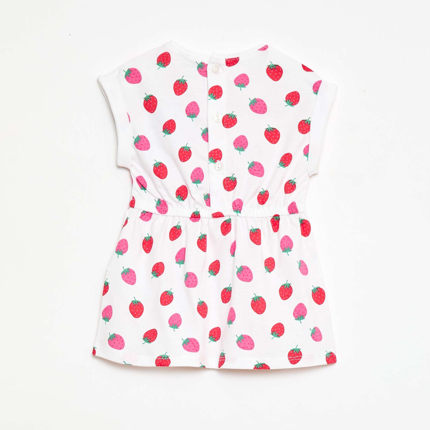 Short-Sleeved Cotton Jersey Dress WHITE