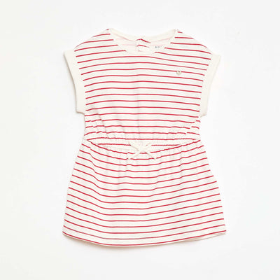Short-Sleeved Cotton Jersey Dress WHITE